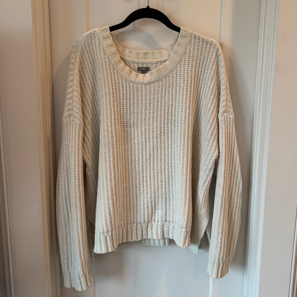 American Eagle Chenille Sweater Ivory/Cream Size XL